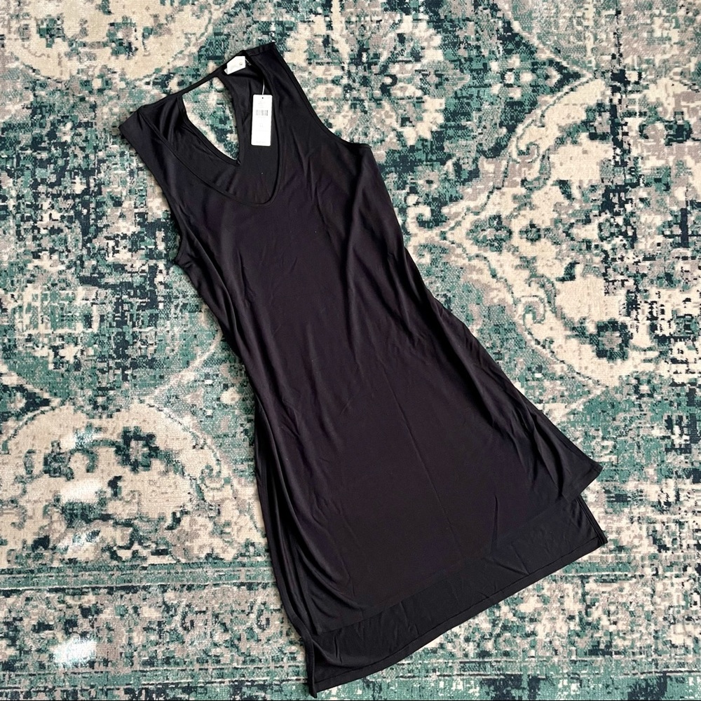 NWT Anthropologie Akemi +Kin Black Sleeveless Dress Sz XS High Side Slits Cutout - Picture 1 of 13